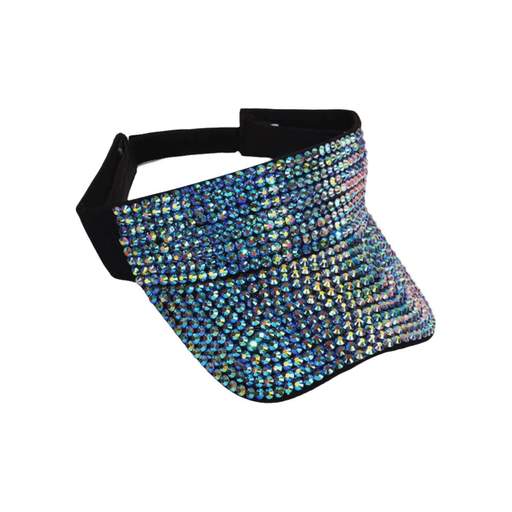 Fashion Rhinestone Women Hats Empty Top Adjustable Sun Visor Hat Sports Hat Summer Spring синий