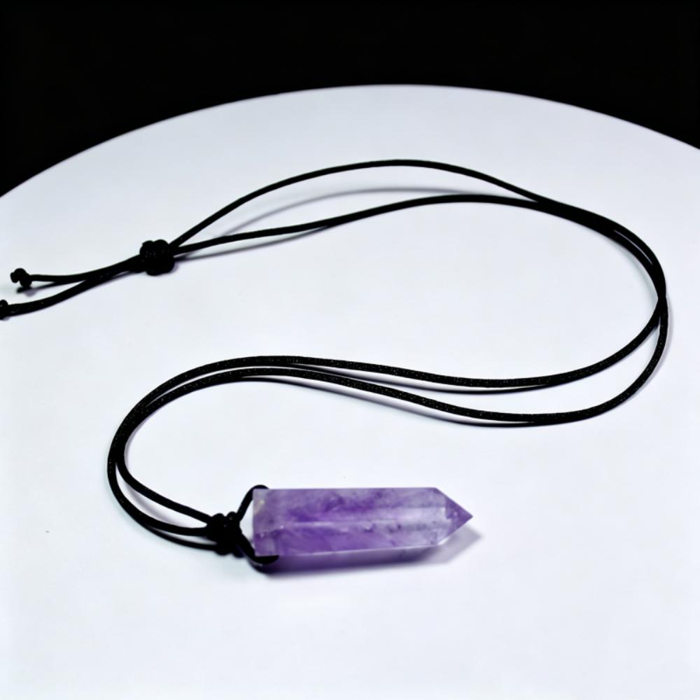Waxed Cotton Cord Natural Crystal Necklace Adjustable Rope Stone Pendant Jewelry Gift