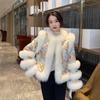 2 Winter New Medium Imitation Fox Fur Coat Women's Short Fashion Young Nail Bead Tang Clothing
