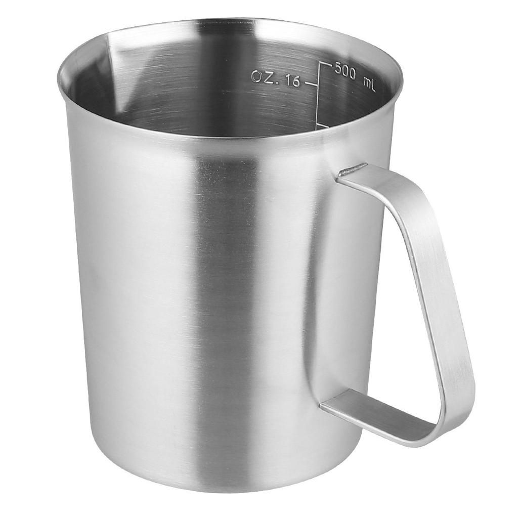 500Ml Stainless Steel Liquid Measuring Cup Precision Graduated Scale Easy Clean Reusable Kitchen Baking Utensil Silver