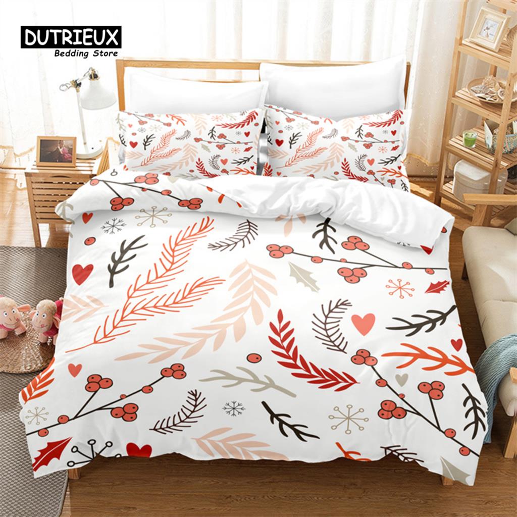 Comforter Christmas Snowman Tree Bedding Set 3Pcs Soft Comfortable Breathable For Bedroom Guest Room Decor
