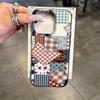 Lychee Grain Phone Case For iPhone 17 17Air 16 15 14 13 12 11 Pro Max 16 Plus Grid Pattern Splicing Fabric Silicone Cover Funda