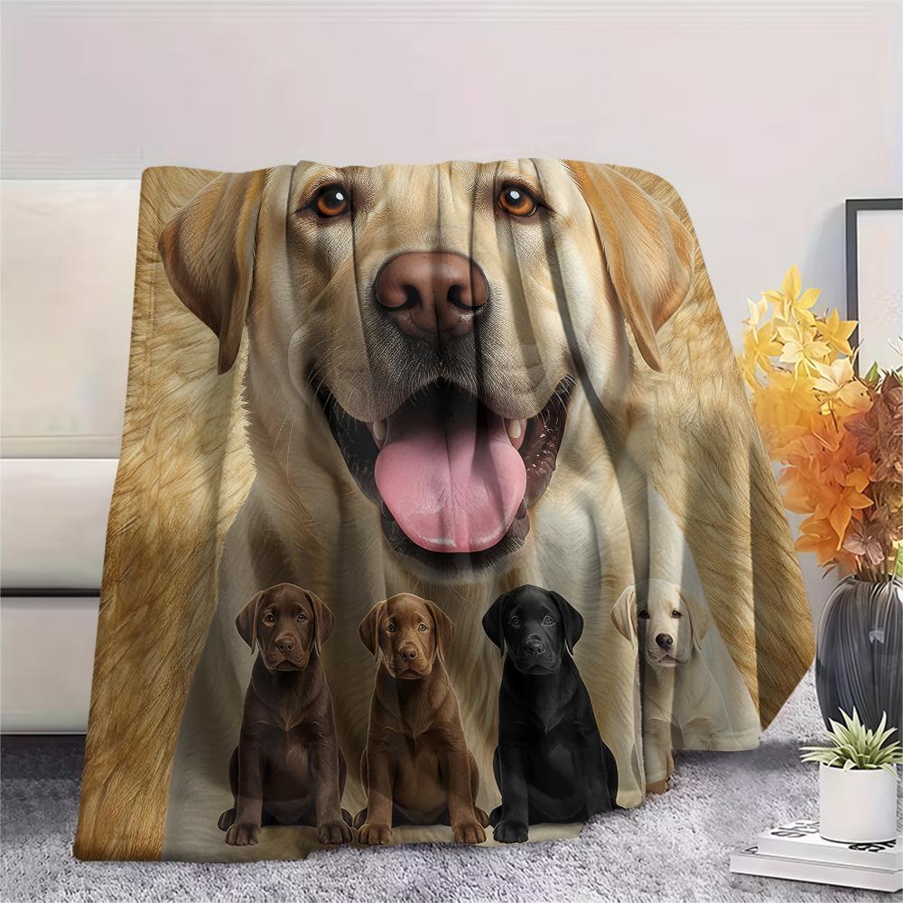 1Pc Labrador Dogs Print Flannel Blanket, High quality Comfortable for All Seasons, Home Decor, Warmth and Comfort, Perfect for Gifts