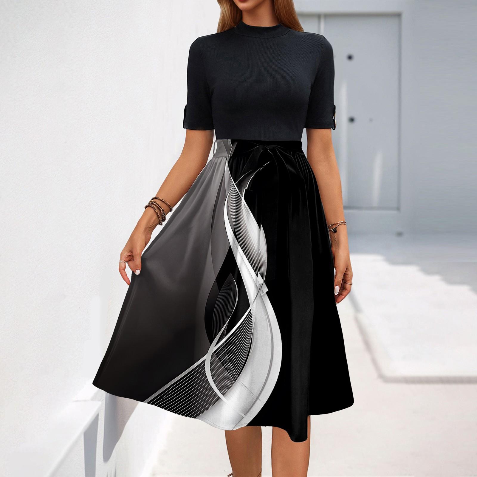 

Женские летние платья повседневные свободные сарафаны с короткими рукавами и карманами XXL чёрный