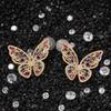 Exaggerated Butterfly Studs Everyday Joker Inlaid Zircon European and American Punk Fashion Earrings Special-Interest Design Multi-Color Earrings