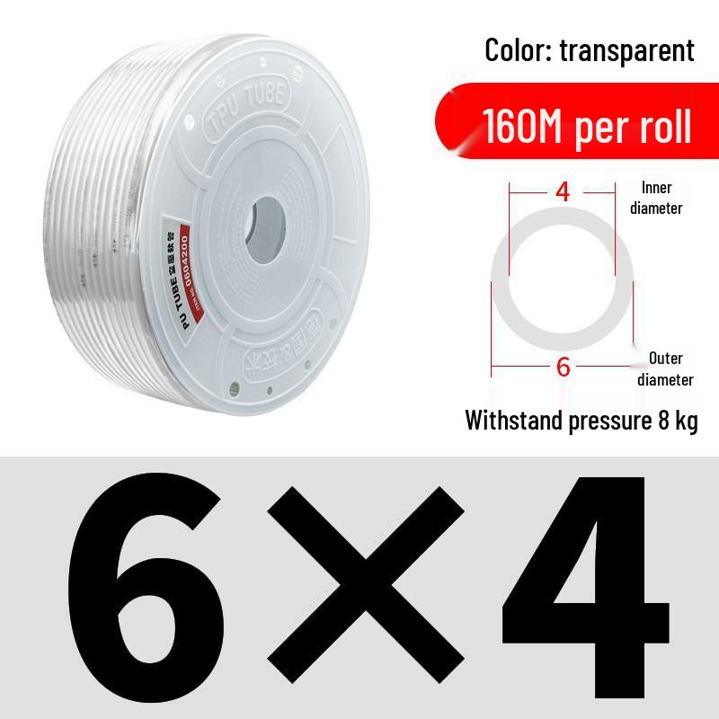 Pressure-Resistant Explosion-Proof PU Air Hose - Flexible, High-Pressure Air Pump Compressor Hose, Transparent Pneumatic, 6MM/12MM.