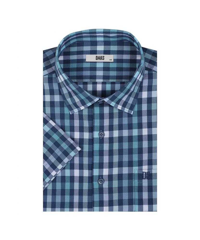 Dagseusyeocheu Polyester Blend Easy Care Small Check Stretch Short Sleeve Shirt_Dls3Shcs114N1
