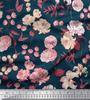 Soimoi Japan Crepe Satin Fabric Leaves,Peony & Dahlia Flower Printed Fabric 1 Metre 42 Inch