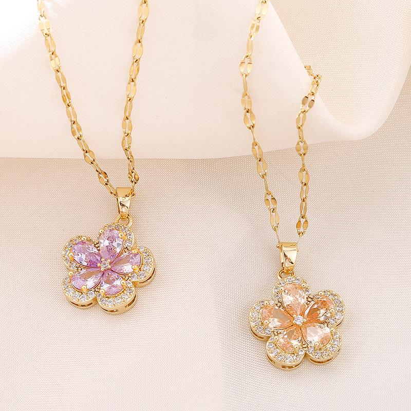 Dopamine Plum Blossom Necklace: Elegant 2025 Women's Clavicle Chain