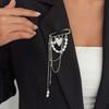 Multi-Functional Exquisite Heart Brooches for Women Chain Tassel Anklet Pant Pin Imitation Pearl Brooch Fashion Jewelry Gift