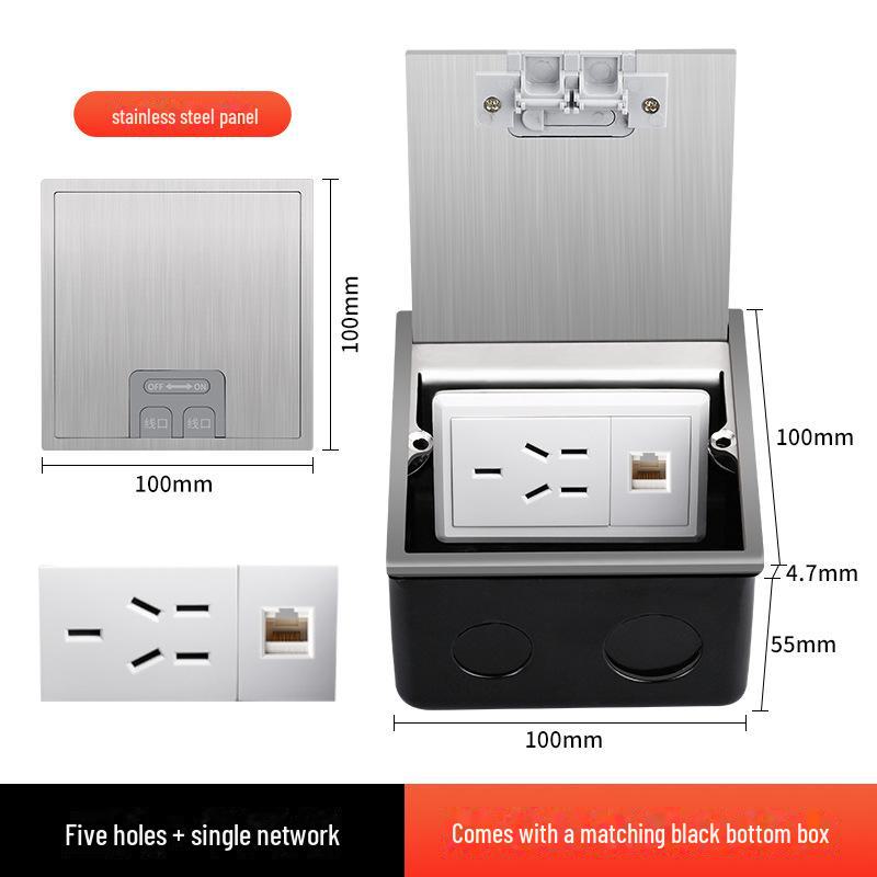 Stainless Steel Concealed Waterproof Floor Socket with Marble Finish