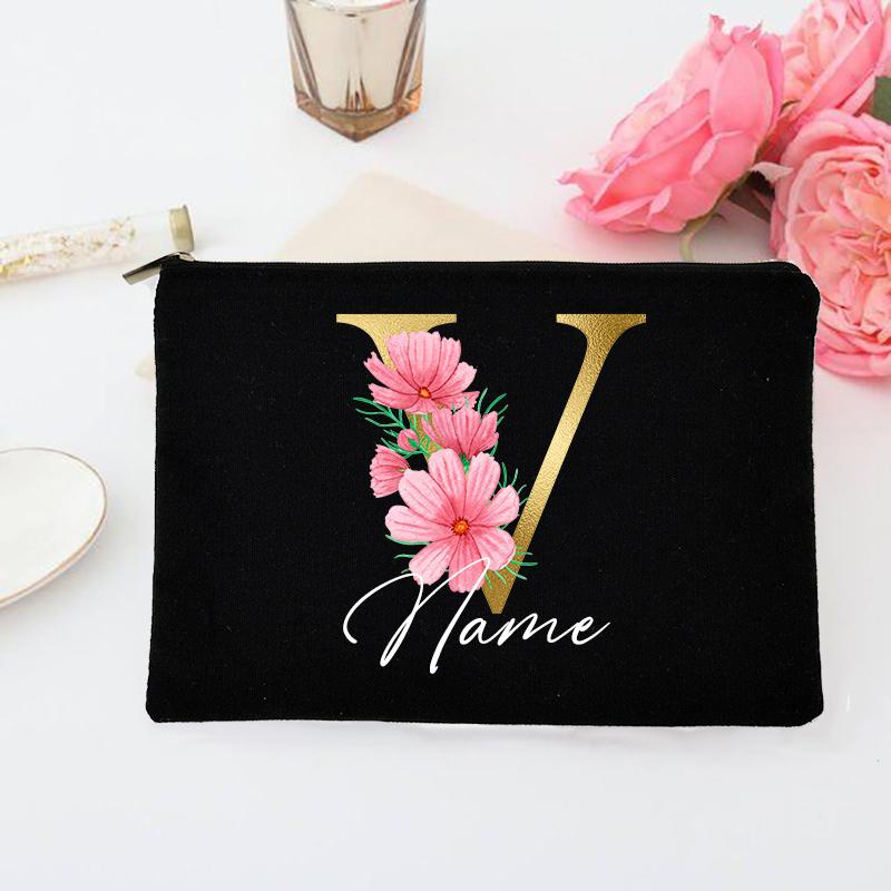 Personalized Makeup Bag Custom Initial with Name Bridal Cosmetic Case Monogram Toiletries Pouch Wendding Gifts for Bridesmaid
