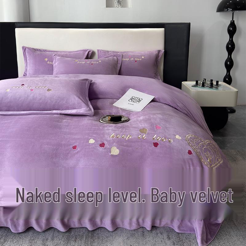 Роскошный детский бархатный постельный набор - Утолщенный, высококачественный бархатный пододеяльник и простыня Wish: Misty Blue Velvet