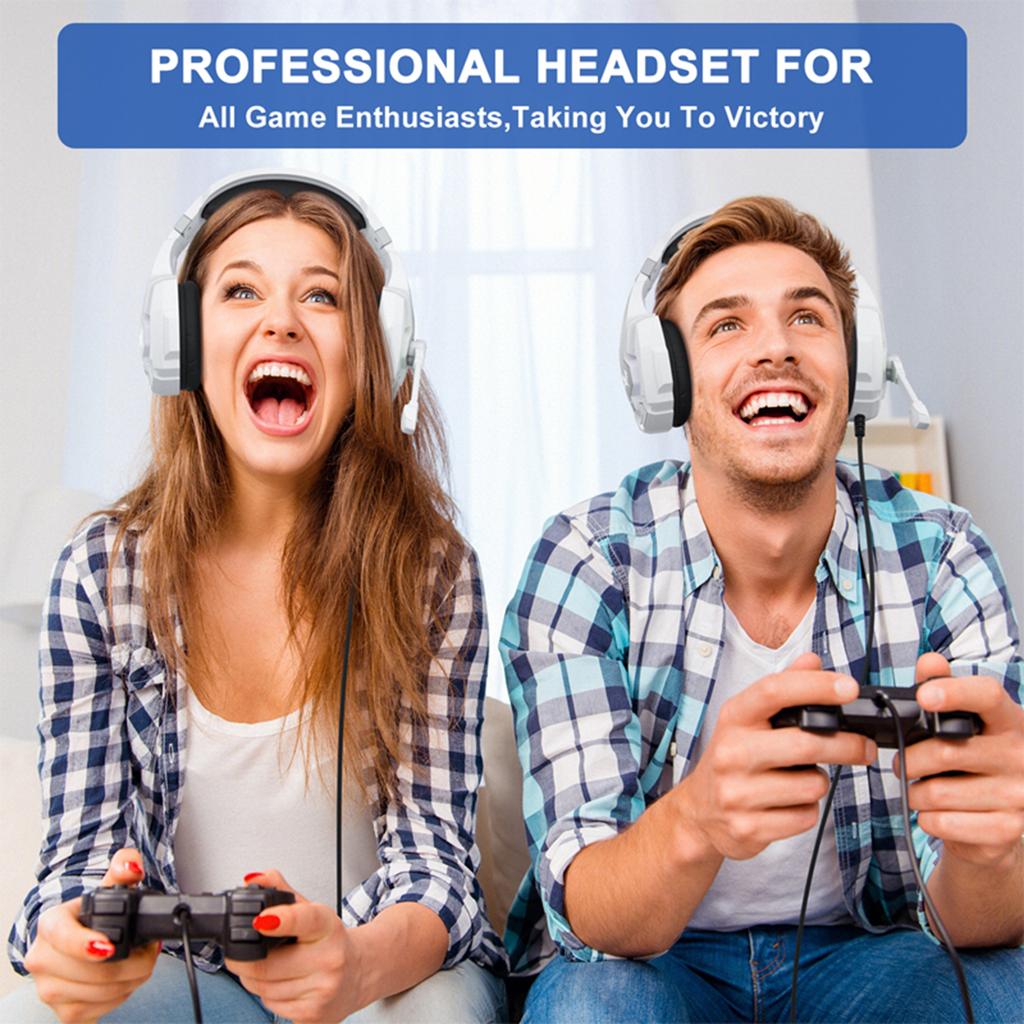 3.5mm Gaming Headset with Noise Isolating Microphone, Over Ear Game Headset, LED Light, Volume