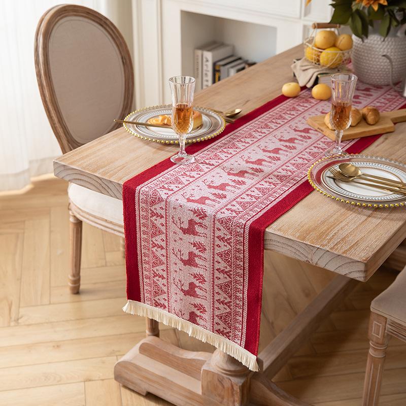 American Retro Jacquard Table Runner Dining Table Cloth Tea Table Cabinet Decorative Strip