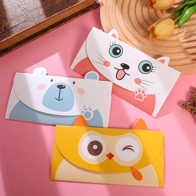 Adorable Animal Cartoon Greeting Card with Envelope - DIY Folding Thank You Card for Kids