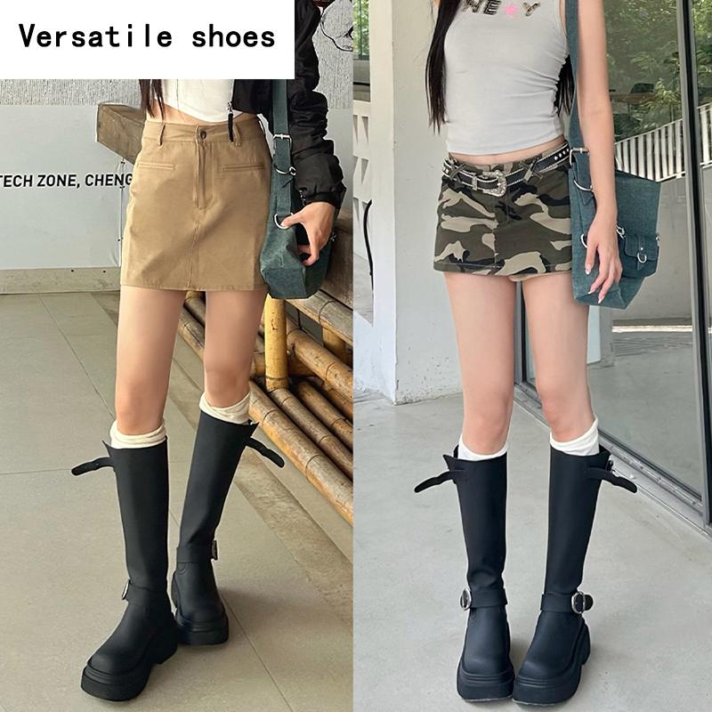 Vintage Winter Platform Women Knee High Boots Fashion Slip On Long Booties Designer High Heels Botas De Mujer