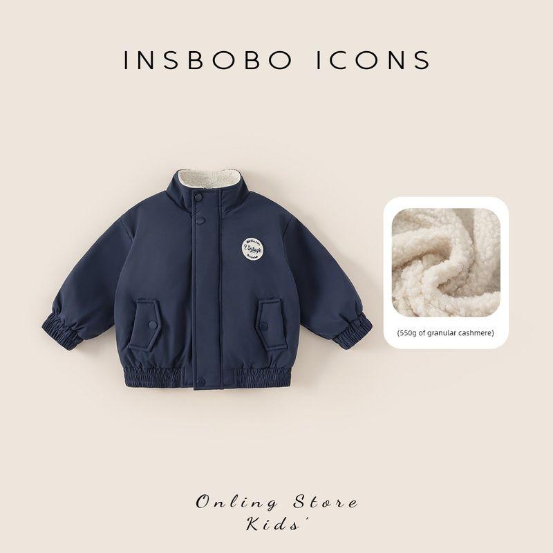 Insbobo Boys  Jacket 2025 New Style Fleece-Lined Winter Clothing Stylish Children s Clothing Boys  Tops Kids  Jackets Autumn and Winter Tibetan youth 90