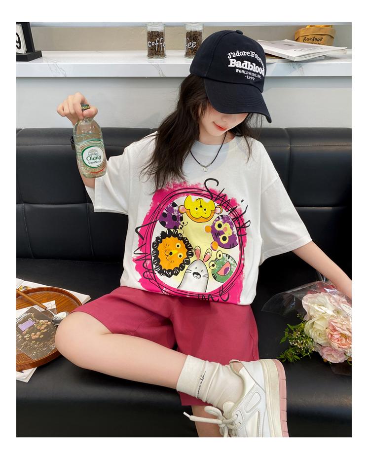 Girls' shorts set, summer new style, children's wear, summer wear, sports girl, big girl, stylish summer style, short sleeved two-piece set