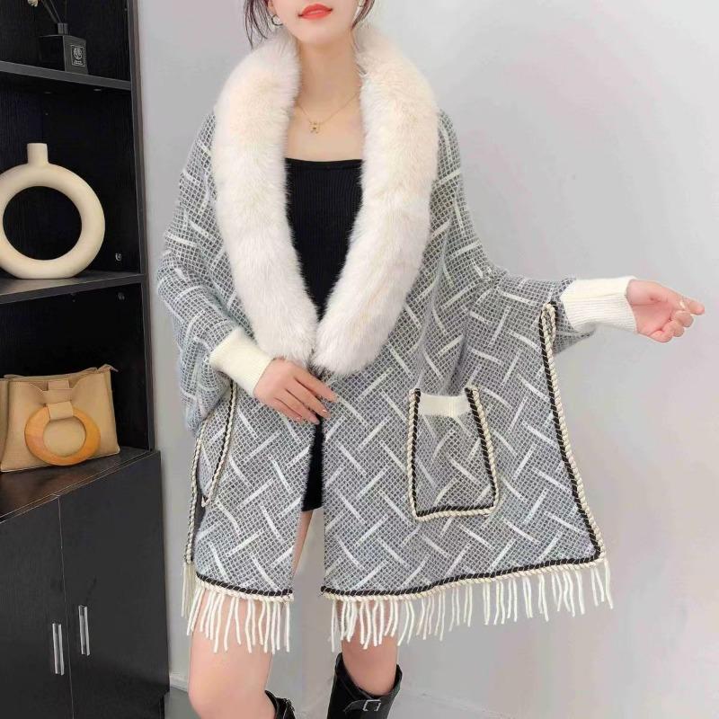 Neue Strickjacke mit Pullover, Strickjacke, Umhang, Herbst- und Winter-Schal, Top für Damen