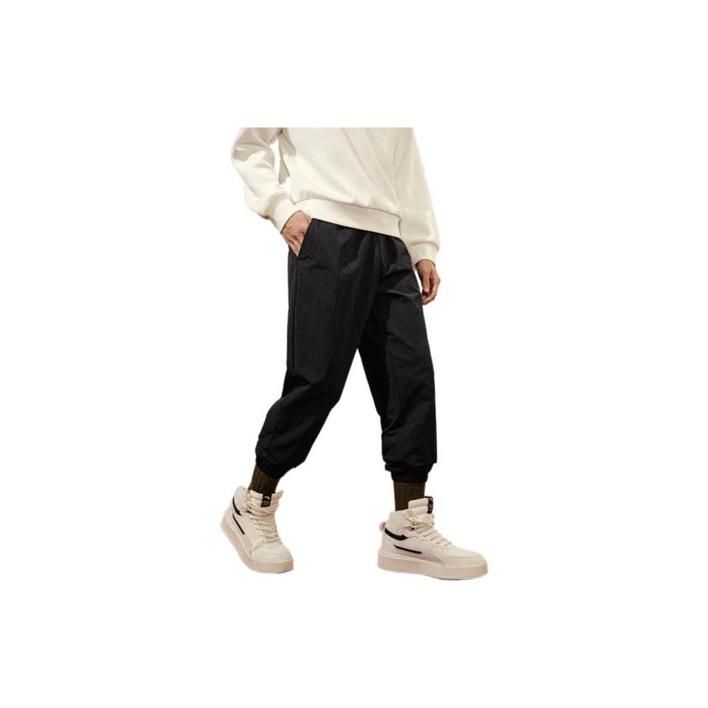 Anta Life Series Prosperous Tiger Casual Solid Color Jogger Pants Men Bottoms Black 952218542-1