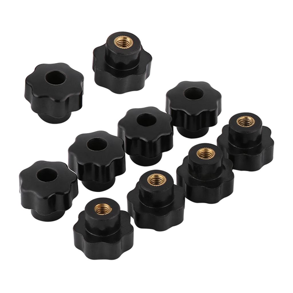 10pcs Universal Black Color Plastic Round Shape Knob Handle M6*25 for Machine Tool