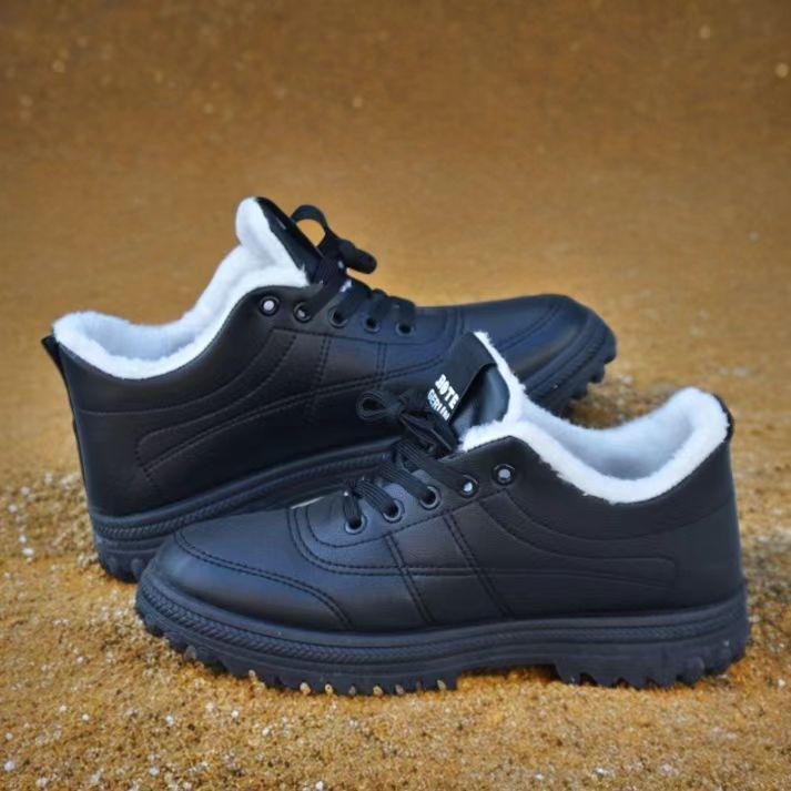 Men's cotton shoes winter warm velvet non-slip men's casual high-top cotton shoes the elderly cotton shoes men's elderly leather cotton shoes