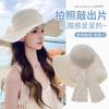 Straw Hat Women's Summer Sun Protection Big Brim Sun Hat Travel Seaside Beach Purple Line Sun Hat Straw Hat