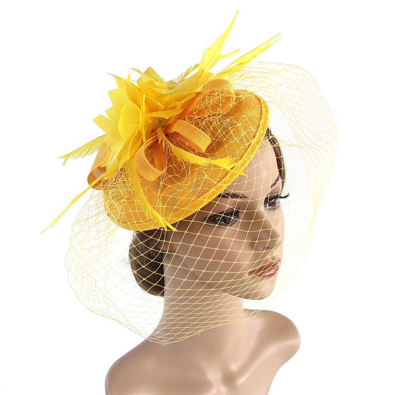 Retro Sinamay Headband Fascinator Wedding Ascot Hat Hatinator Birdcage Veil