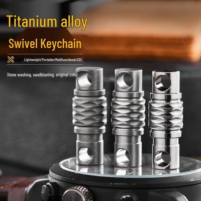 Multi-functional Titanium Keychain with Rotating Snap Hook and Mini Ring Buckle