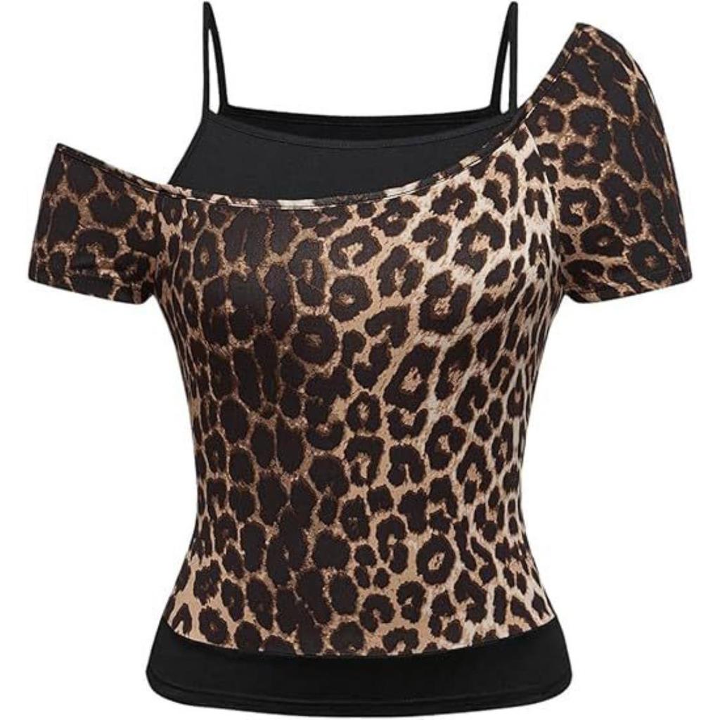 Damen 90er Vintage Punk T-Shirt Streetwear Sexy Kurzarm Gothic Slim Crop Top Hotgirl Lässig Femme Tee Harajuku Y2k