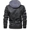 Popular Hooded Leather Jacket Men's Trendy Casual Motorcycle Jacket Removable Hood Men's Leather Jacket