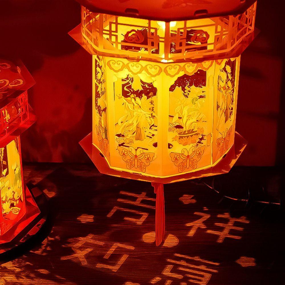 Handmade Snake Year Lantern Chinese Style Portable Luminous Lantern Projection Lantern  Kids' Gift