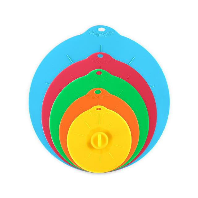 

5 шт., силиконовая крышка для свежих продуктов, инструменты, многоразовая силиконовая крышка для чаши для микроволновой печи, красочная крышка для кастрюли, сковороды, кухонная утварь 5Pcs