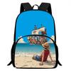 15 Inch Cartoon One Piece Backpack with Front Pocket, Light Weight Unisex School Backpack for Boys Girls Age 6-10 Travel Daypack