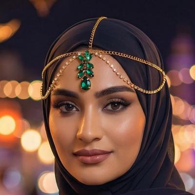 Amazon New Multilayer Water Drop Forehead Chain Fashion Party Rhinestone Head Chain Middle Eastern Arab Bridal Head Chain