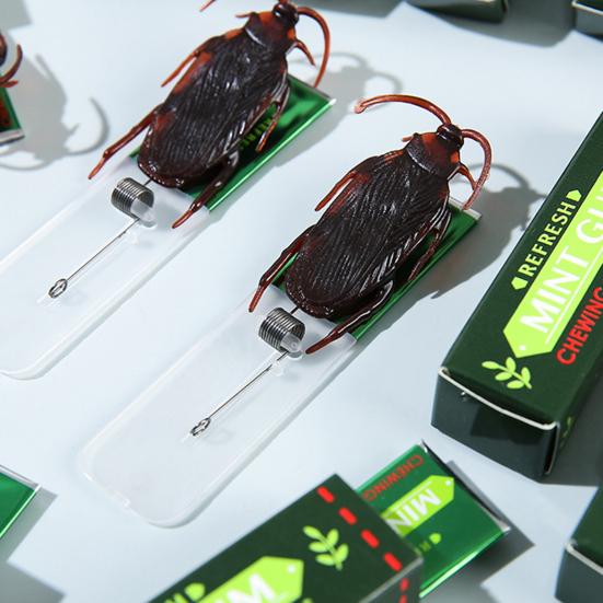 Yousheng 12 Stück Streich Kaugummi Set Falsche Kakerlake Pop-Up Gag Spielzeug für Aprilscherz Realistischer Praktischer Witz Partyzubehör