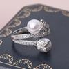 European and American Women's Fashion Design Butterfly Pearl Open Ring