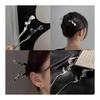 2-Piece Hair Stick Set, Simple Hairpin for Hair Styling, Vintage Style Hair Accessory for Yukata, Kimono, Graduation - Gunmetal + Silver Metallic &