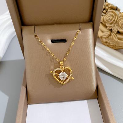Arrow Through The Heart Temperament Japanese And Korean Sweet Wind Gift Necklace Versatile Collarbone Chain Titanium Steel Chain