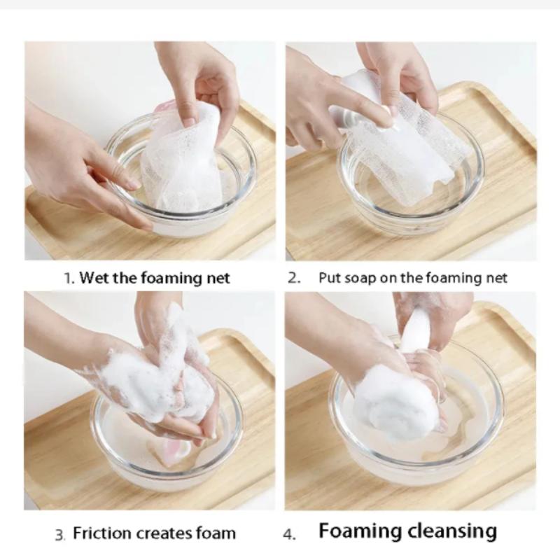 White Foam Soap Mesh Thickened Mesh Hangable Facial Cleanser Soap Mesh Bags Foaming Handmade Bag Household Cleaning Supplies