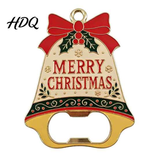 Retro Holiday Home Decor Christmas Bell Bottle Opener Heavy Duty Beer Cap Remover Magnetic Bar Tool Accessory Refrigerator Magnet Metal Opener for