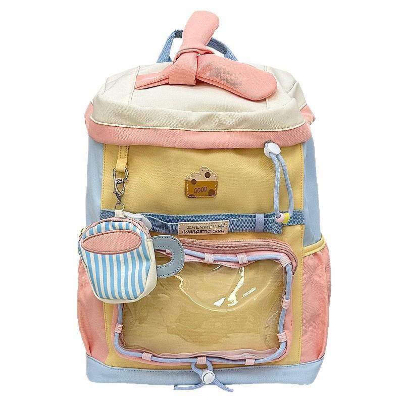 Schoolbag Japanese backpack candy contrasting colors Japanese ins toffee student schoolbag star college class backpack sweet wind