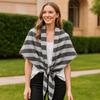 Plush Knitted Triangle Scarf Korean Style Cape Wraps Retro Striped Scarf  Autumn Winter
