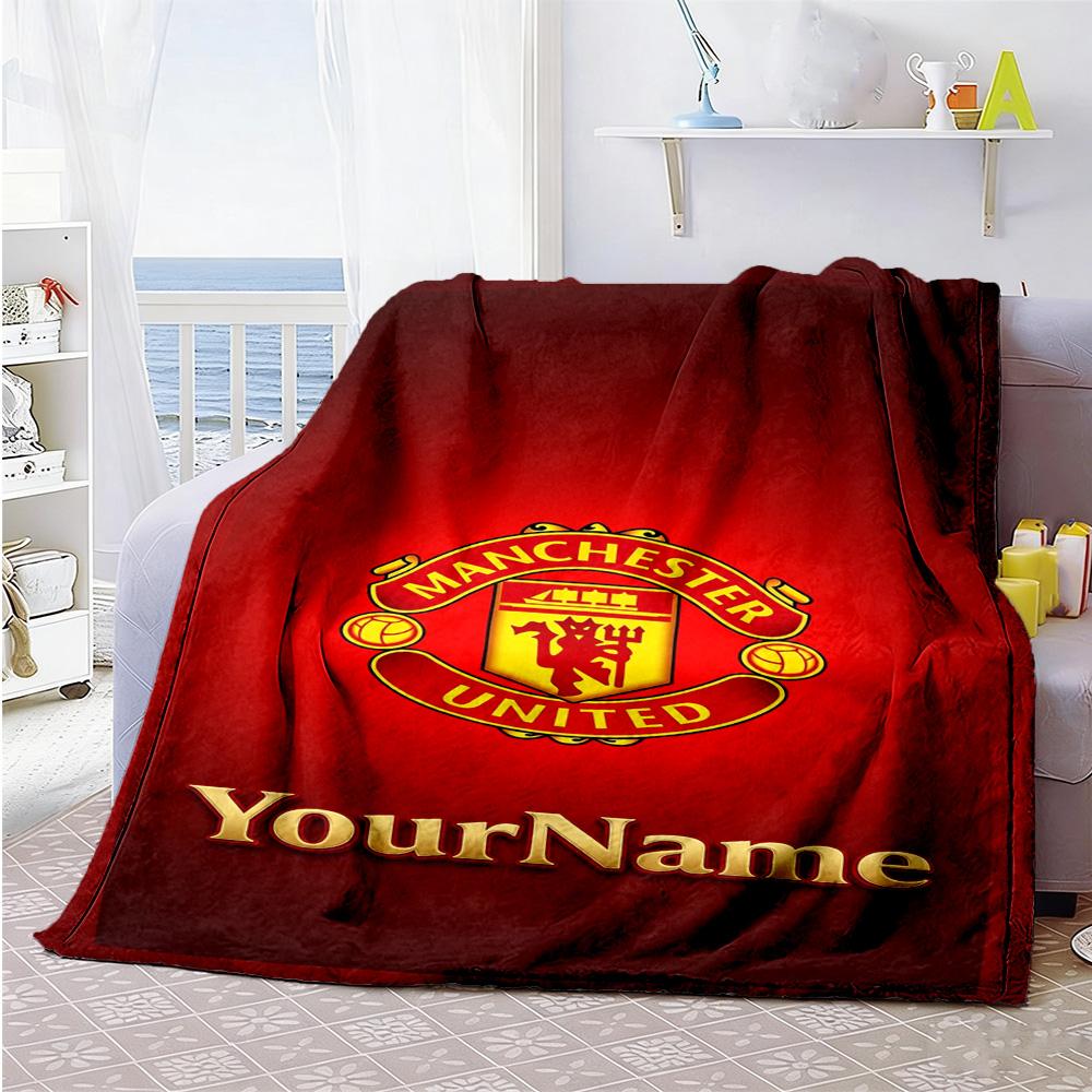 Manchester Customize Text Blanket Gift Customizable Blanket Soft Warm Cozy Great for Chair Seaside Bed Living Room All-Season Use