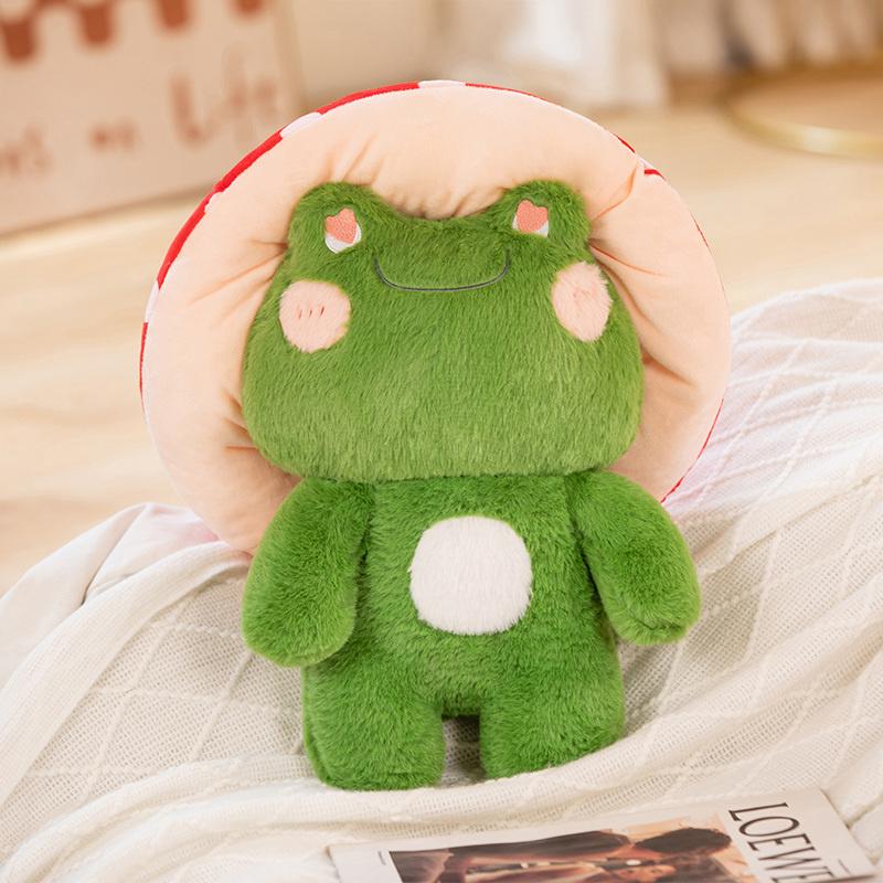 35/42CM Frog Plushie Toys Kawaii Red Mushroom Single Frog Stuffed Soft Animal Toys Baby Appease Doll Funny Birthday Gift For Kid