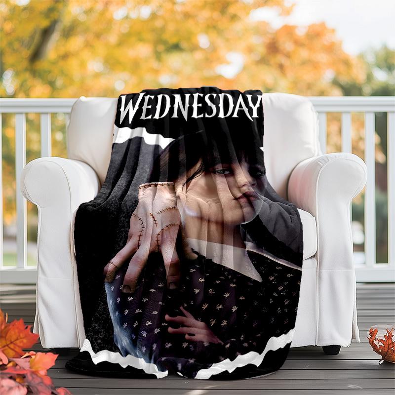 1pc Addams Family Wednesday2 Theme Blanket - Digital Print, Polyester, Cozy for All Seasons, Perfect for Outdoor, and Travel