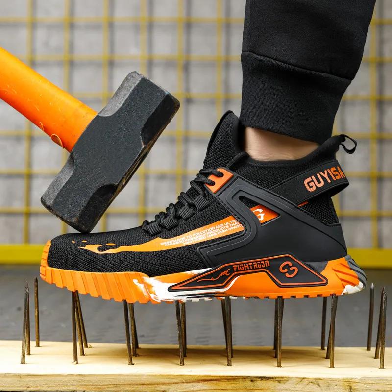 Scarpe antiscivolo da lavoro da uomo 47 rete traspirante scarpe di sicurezza 48 Leggere Industria stivali da lavoro con puntale in acciaio tipo sneakers