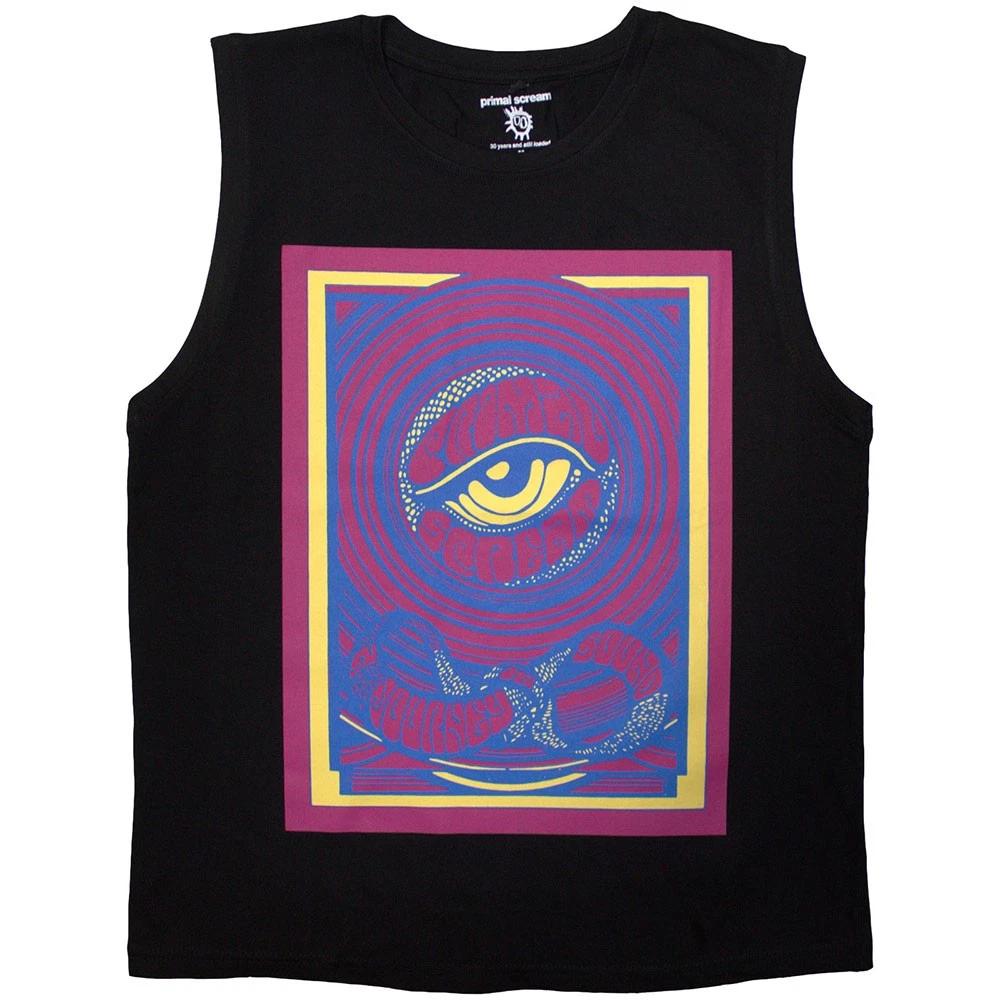 Primal Scream Unisex Tank T-Shirt: Psychedelic Eye (Black) (Small) 4XL