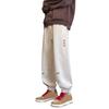 Spring Fall Men Sport Pants Loose Drawstring Elastic Waist Pockets Ankle-banded Letter Embroidery Exercise Trousers Daily Wear Sweatpants